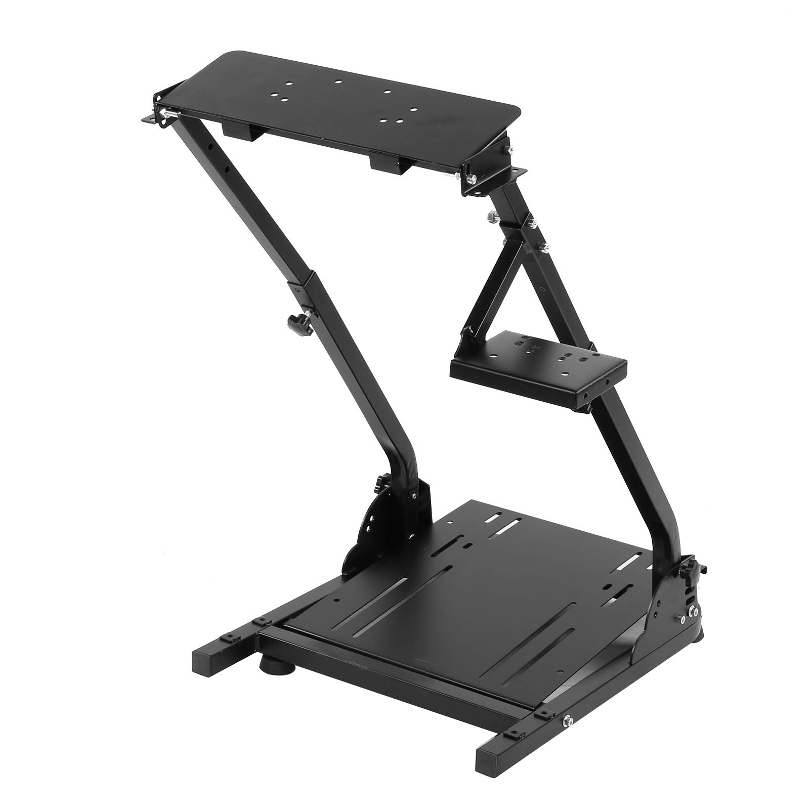 lyrlody Supporto per Volante da Corsa, Supporto per Volante da Gioco in Ferro con Altezza e Angolo del Pedale Regolabili Piedini in Gomma Design Pieghevole per Giocatori di Simulatori Domestici per