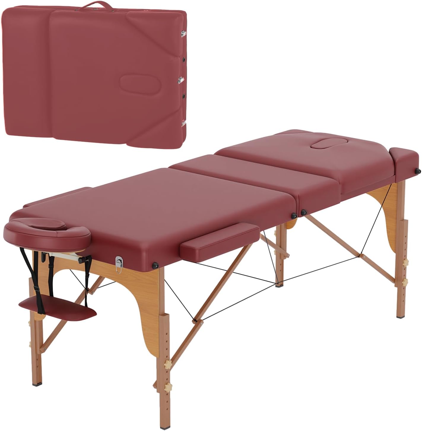 BestMassage Massage Bed Portable Massage Table 77" L 28" W Lash Bed Height Adjustable 3 Folding PU Leather with Oxford Bag for Spa Footmassage Facial CareSpa Tattoo