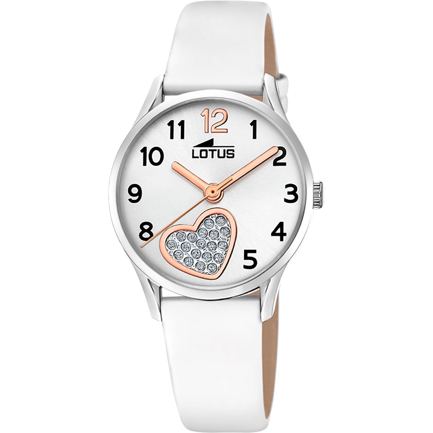 LOTUS Reloj Niña Analógico de Cuero Blanco - Movimiento de Cuarzo - Resistente al Agua 5 ATM - Clásico 18406/E