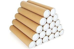 20-Pack 2-Inch x 12-Inch Poster Roll Tubes with Caps for Secure Artwork,...