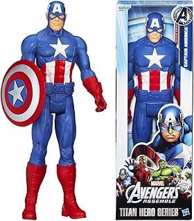Cap-tain America figure, Marvel Avengers Titan Hero Series Cap-tain America Action Figure, 12 inches Cap-tain America Model Collectible Toy, Flexible Figures for Kids Aged 4 and up