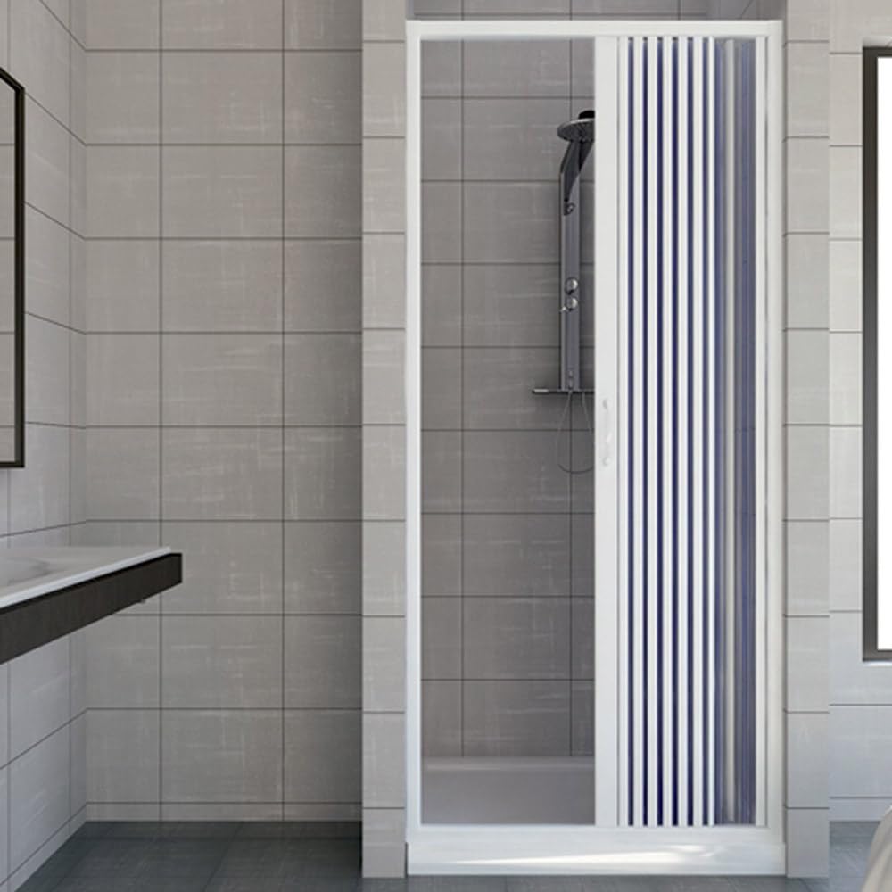 Puerta de ducha de plástico PVC, mod.Vergine con apertura lateral, blanco
