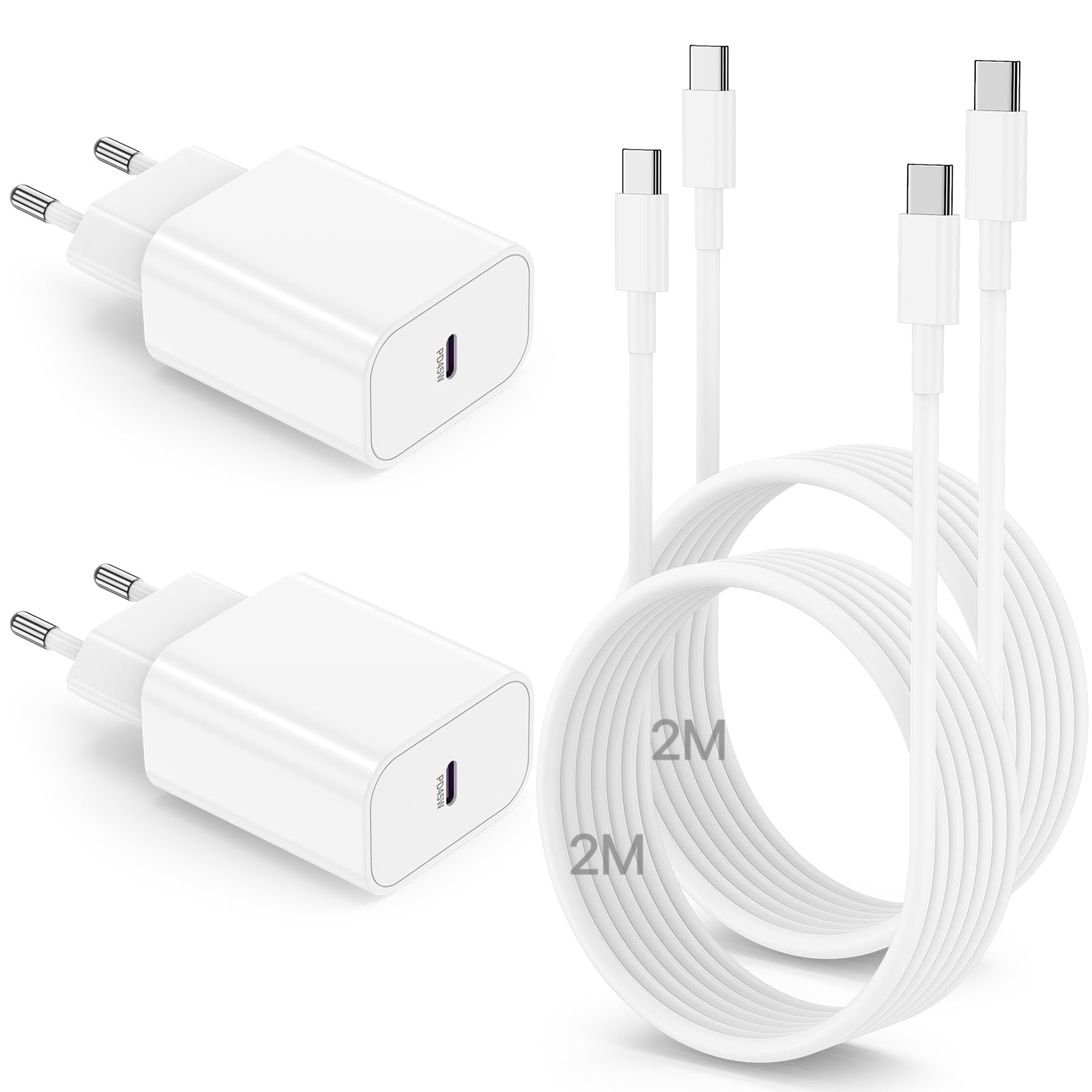 2Pack USB C Ladegerät, USBC Ladegerät mit USB C to USB C Ladekabel für Apple iPhone 17 16e 15/17 16 15 Pro/17 16 15 Pro Max/Plus,
