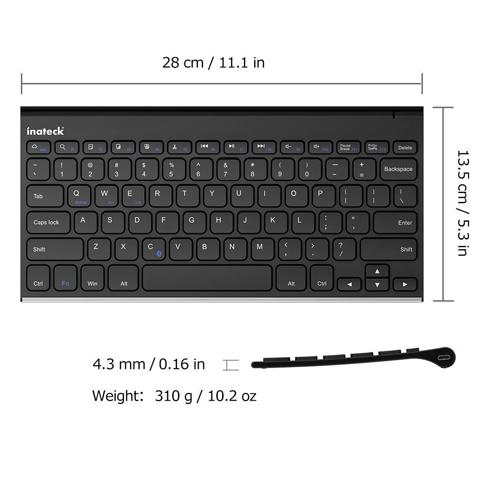 [Stainless Steel] Inateck Wireless Bluetooth Portable Keyboard for
