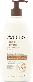 Aveeno Tone + Texture Renewing Body Lotion with Prebiotic Oat - Smooths Bumpy KP Skin, Hydrates Dry Rough Skin, Fragrance-Free 18oz
