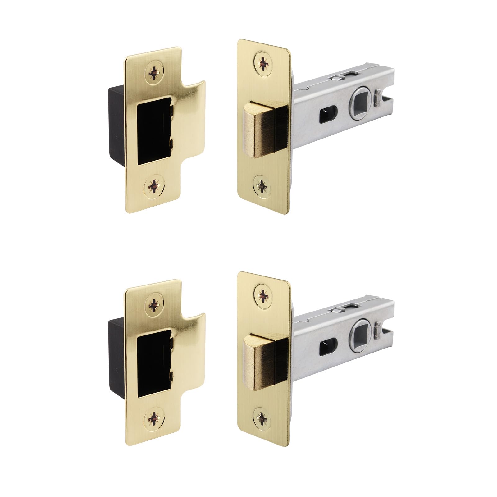 EAI Brass Tubular Door Latch for Internal Doors - 2.5 Inch / 64mm - Pack of 2 Satin Brass Tubular Mortice Latches