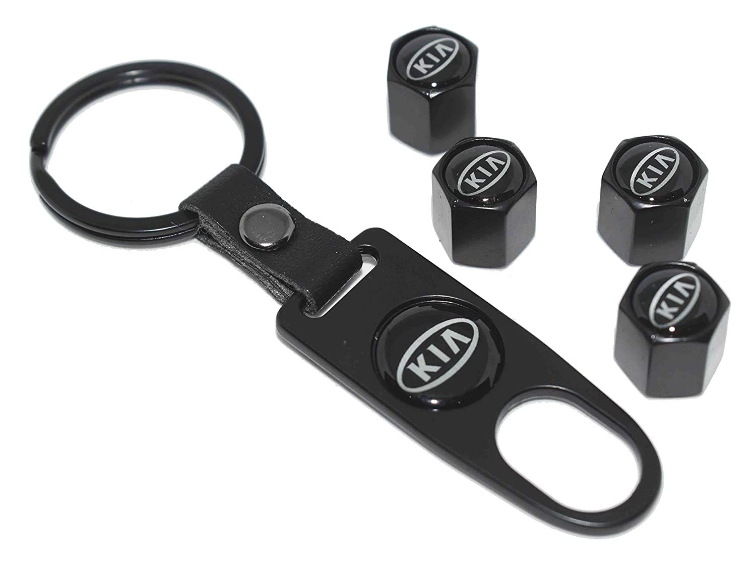 Careflection Premium Car Tyre Valve Cap Air Cap Car Tyre Valve Stem Cap Air Covers with Keychain for All Kia Cars