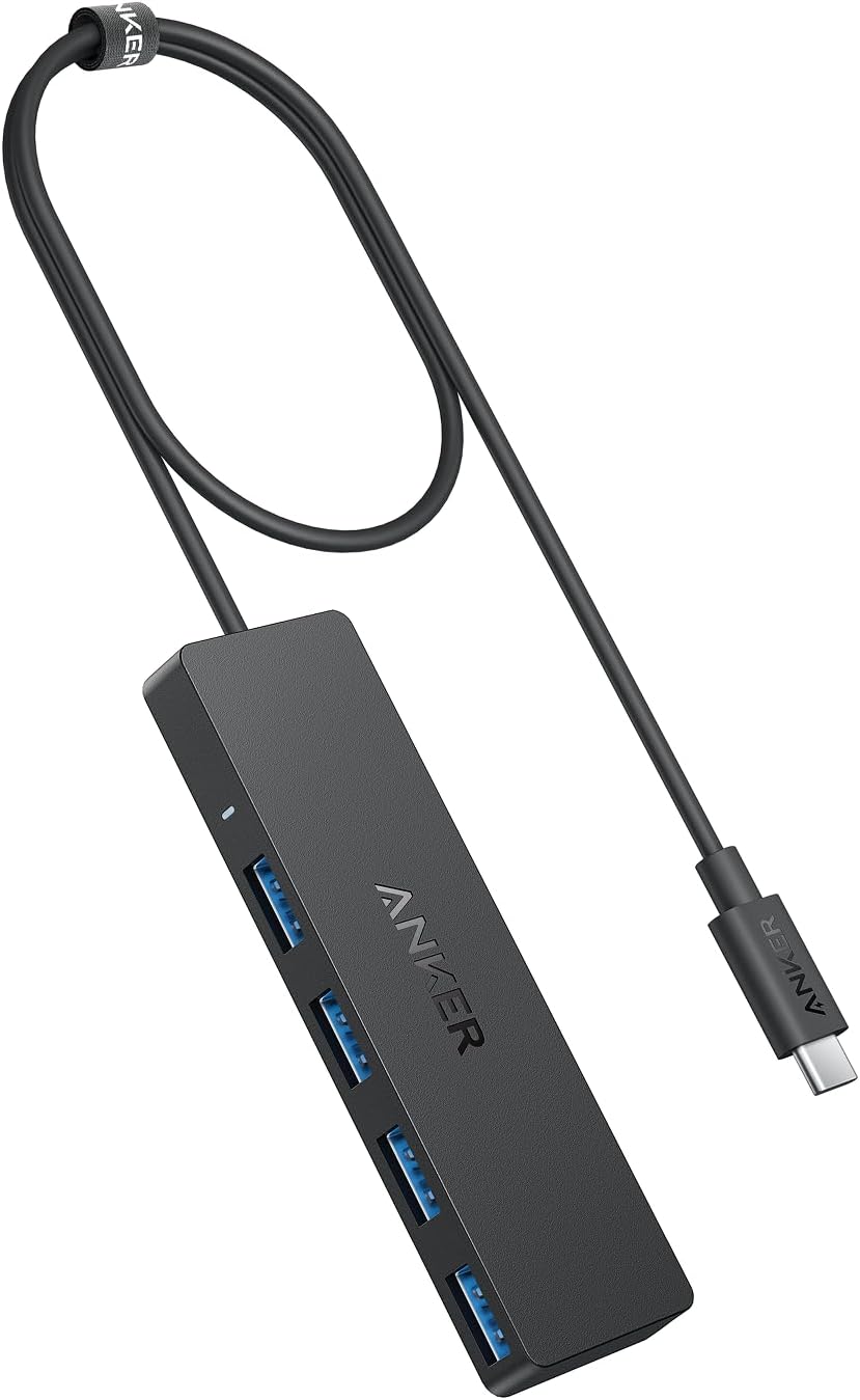 Anker Hub USB C, Hub USB 3.0 de 4 portas com transferência de dados de 5 Gbps, cabo estendido de 60 cm [carregamento não suportado], divisor USB C para MacBook tipo C, Mac Pro, iMac
