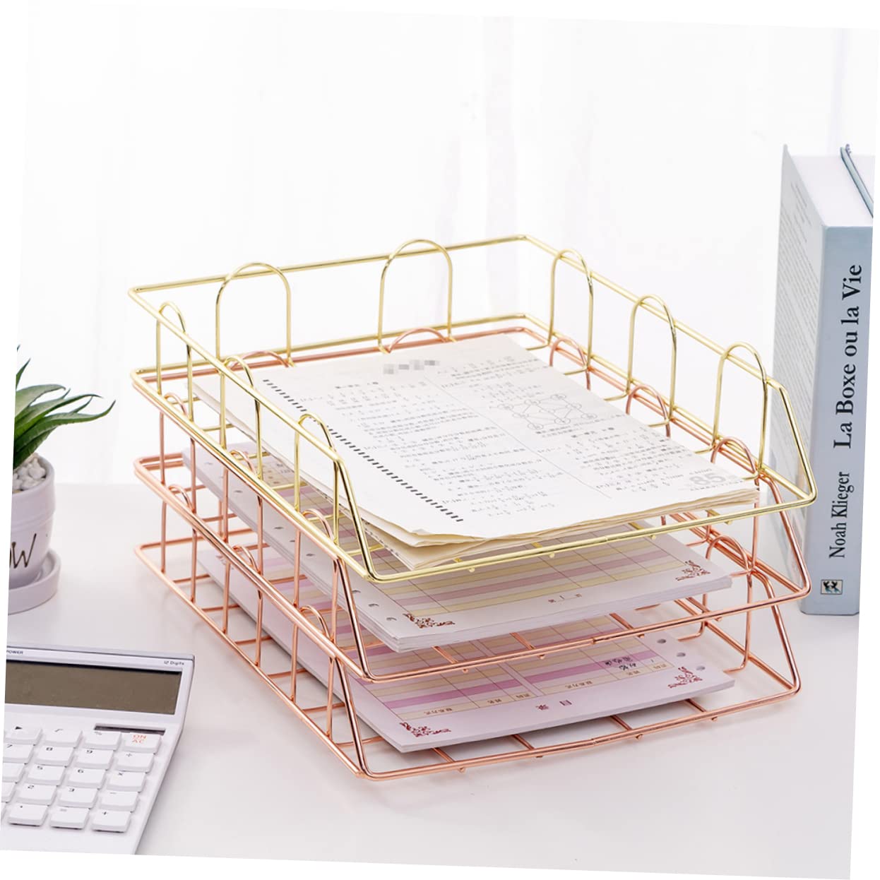 OSALADI 2 Piezas Cuadro Organizador De Archivos De Escritorio Portadocumentos Para Escritorio Clasificador De Papel Organizador De Carpetas De Archivos Rosa Trabaja Material De Oficina