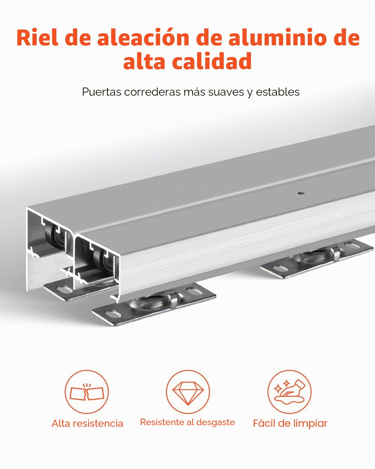 VEVOR Kit de Herrajes para Puertas Corredizas de 1828 mm de Aleación de Aluminio para Puertas Corredizas de Armario con Tiradores, para Sistema de 2 Puertas para Puertas de 35-45 mm de Grosor