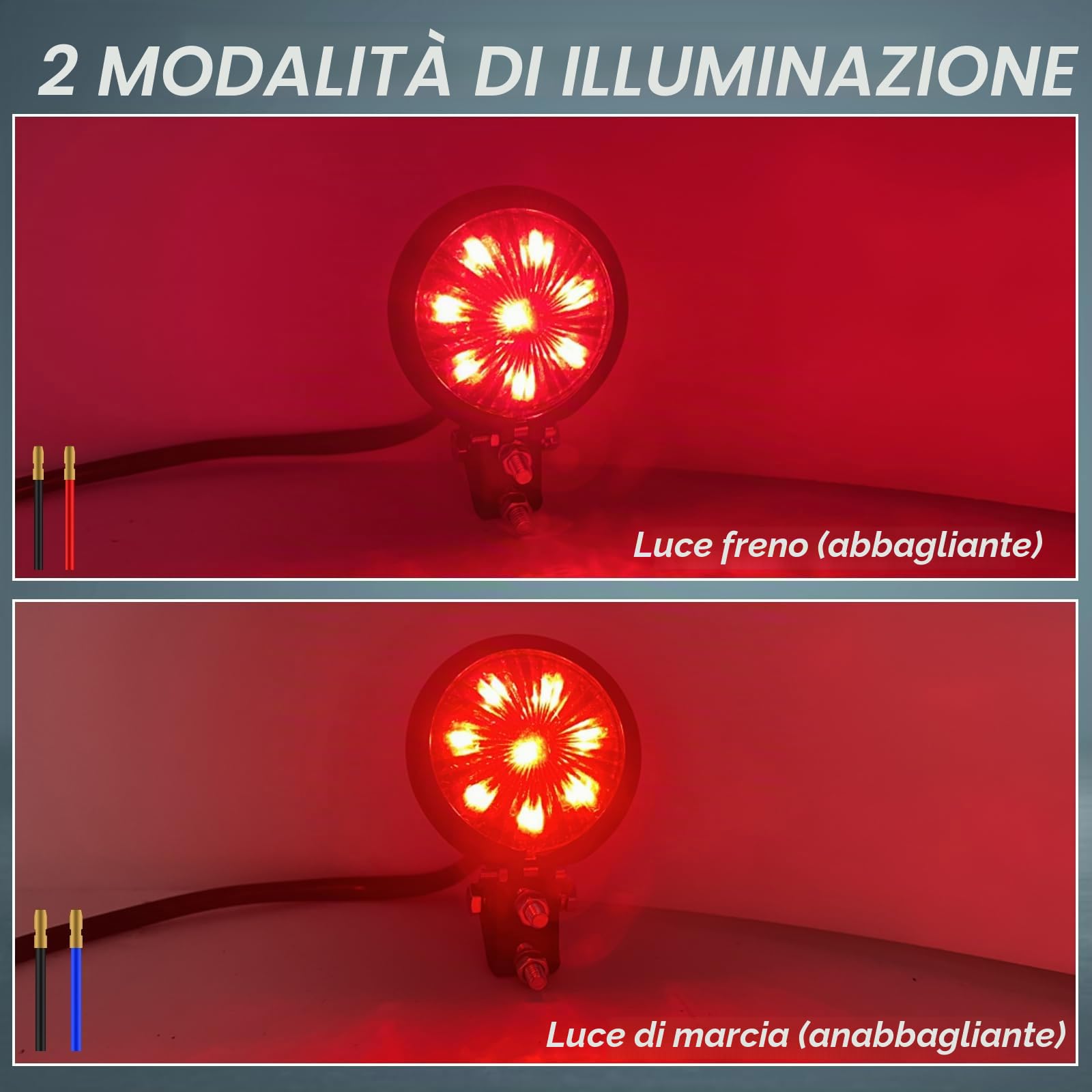 Biqing 1PC 8LED Moto Fanale Posteriore Rosso,Universale 2 Inch Rotondo Fanale Posteriore Moto 12V Luce Stop per Moto Fanale Posteriore per Moto Chopper Bobber Cafe Racer Scrambler