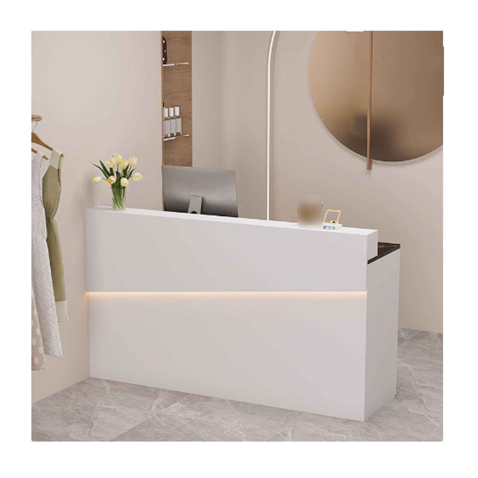 Moderner Empfangstresen Fürs Büro, Empfangstresen Mit Abschließbaren Schubladen, Empfangstresen Mit Stauraum, for Die Lobby des Schönheitssalons Im Büro(Black,80cm/31.5in)