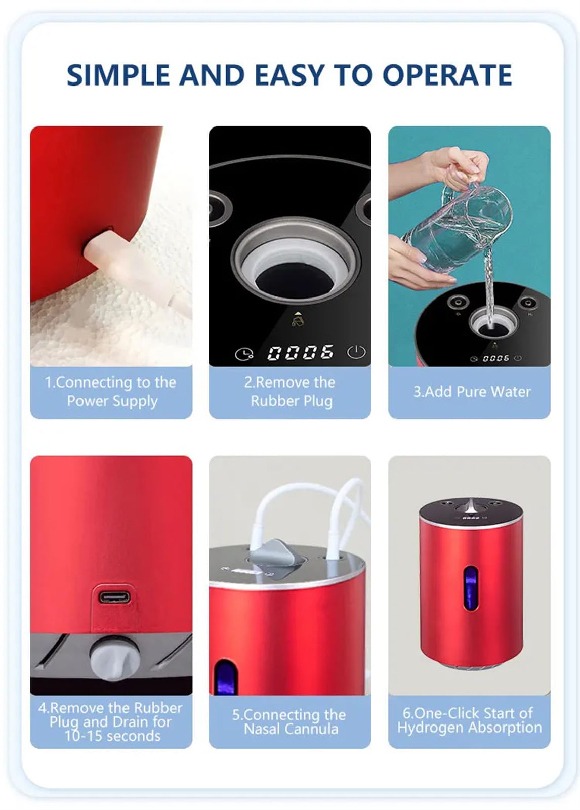 Wasserstoffgenerator, Wasserstoff-Inhalationsgerät für den Heimgebrauch, 99,99% hochreiner H2-Wasserstoffgenerator-Inhalator, H2-Atemgerät, mit Wasserstoff-Inhalations-Augenmaske