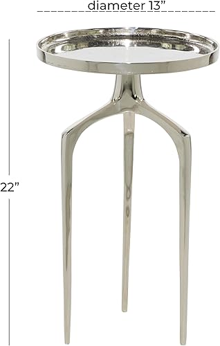 Miniatura 21 de Deco 79 Mesa auxiliar de metal de aluminio inspirada en la bandeja superior con 3 patas de trípode, mesa auxiliar de 16 x 16 x 25 pulgadas, color