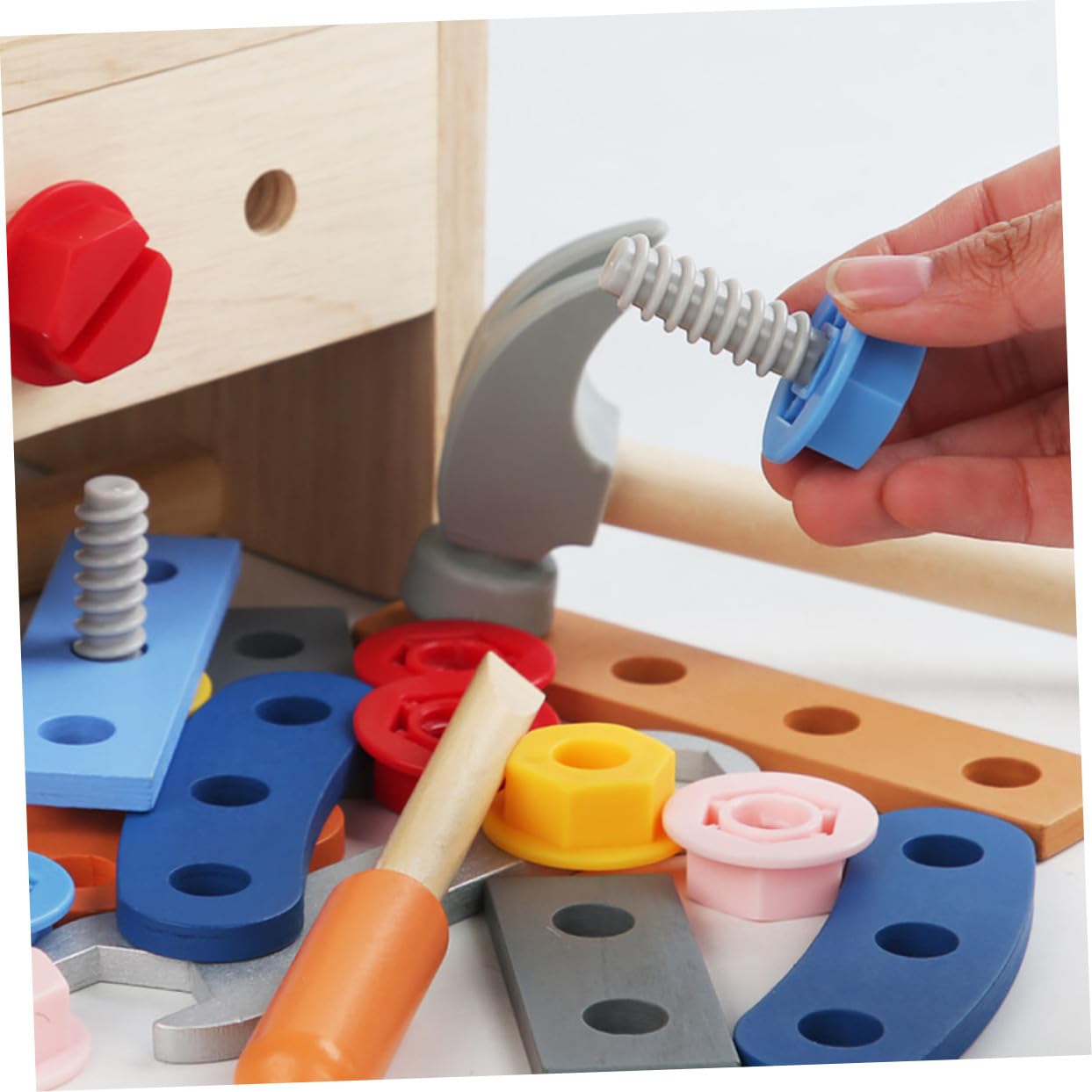 Herramientas Infantiles de Madera para Bricolaje Educativo Juego de Construcción para Kit Seguro de Herramientas de Madera para Desarrollar Coordinación y Pensamiento Lógico