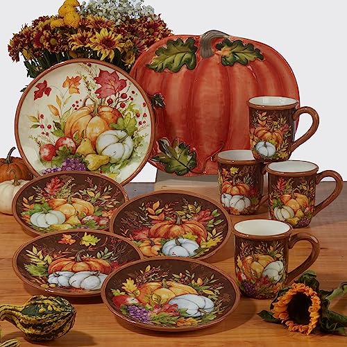 Harvest Blessings Set of 4 Ceramic Canape Plates – Perfect for appetizers, Desserts, or Small Bites, These Festive Plates Bring Fall Cheer and Elegant Seasonal Style to Your Entertaining Table by Certified International - Used condition - Image 6