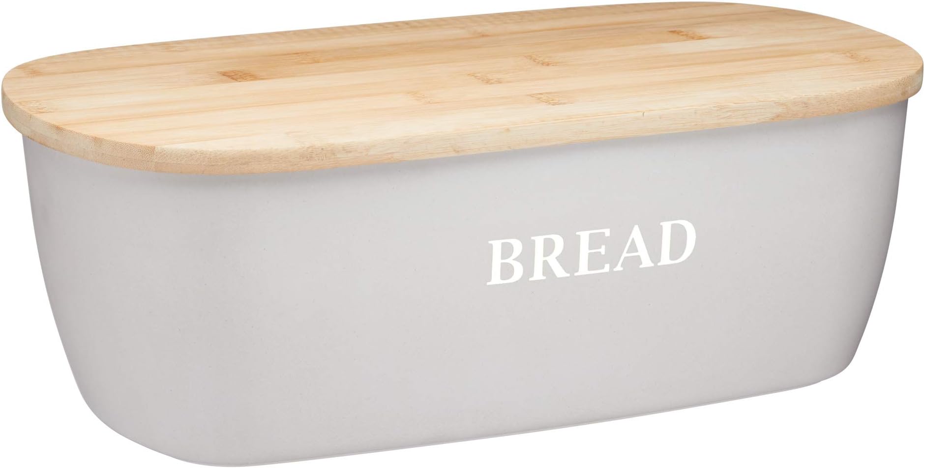 Natural ElementsKitchenCraft NEBBINBF Grey Bread Bin with Wooden Bread Board Lid, Bamboo, 36 x 20 x 13 cm