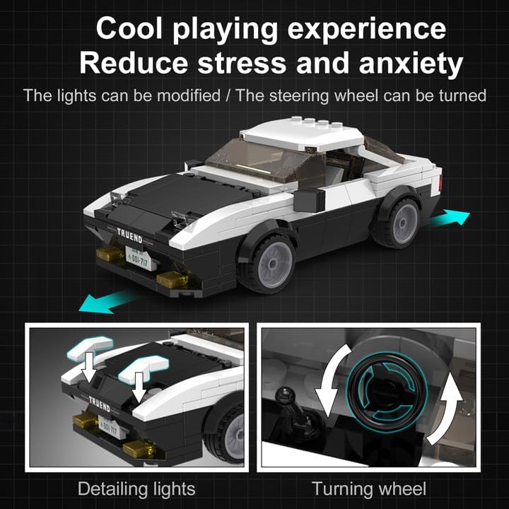Close-up of the AE86 model showing detailing lights and turning wheel mechanism