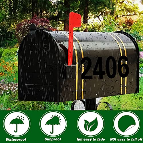 Yuomtf Reflective Mailbox Numbers Sticker For Outside，8 Sets 0-9 Self Adhesive Waterproof Number For Houses，Door，Cars ，Trucks (2Inch, Black) #TOP2