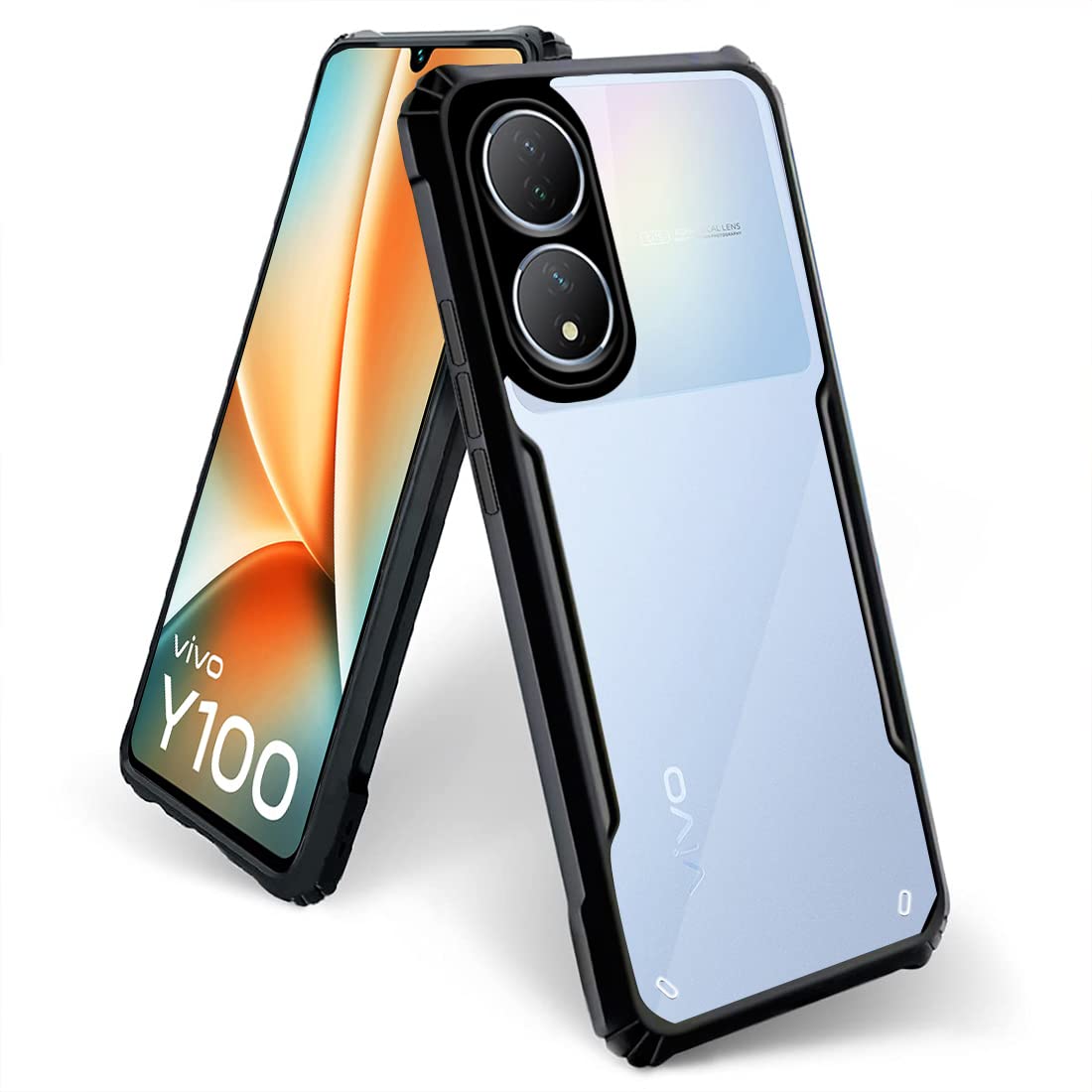 Fashionury TPU+Plastic Back Cover Case For Vivo Y100 5G | Ultra Thin 360 Degree Protection Crystal Clear Tranparent Bumper Back Cover Case For Vivo Y100 5G Mobile - Black Bumper (B0BX469WQ5) Amazon Price History, Amazon Price Tracker