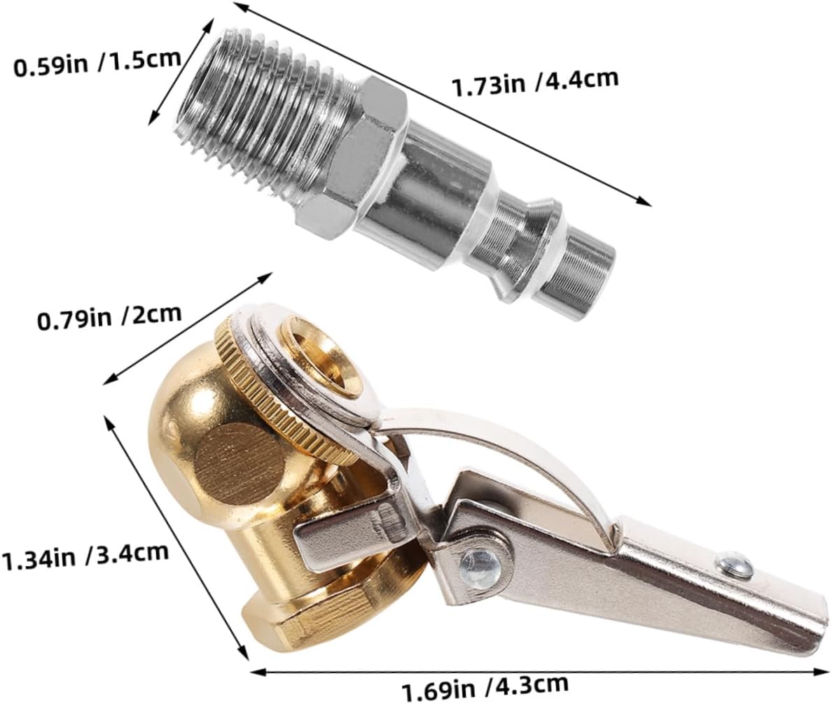 Locking Tire Inflator Chuck 1/4" Npt Threaded Aluminum Alloy 2 Set