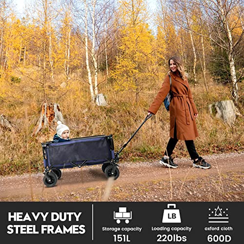 image for Vidoauto Collapsible Outdoor Utility Wagon Heavy Duty Folding Garden P