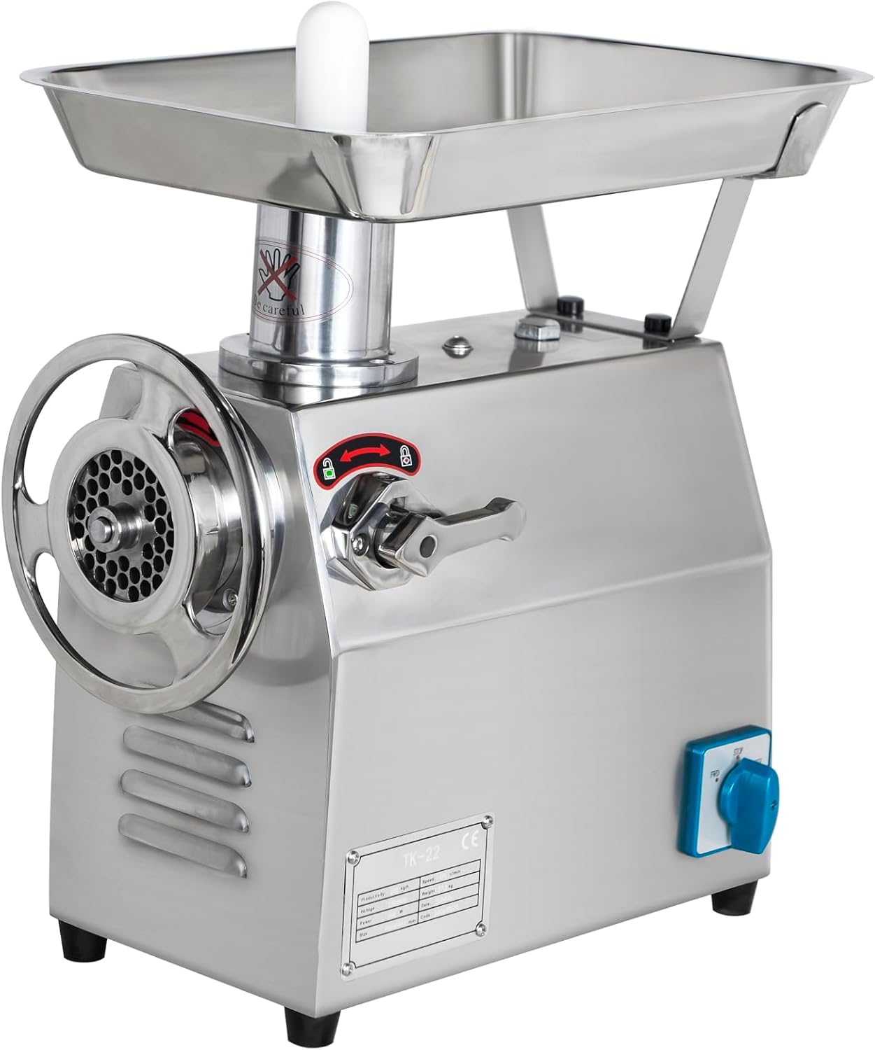 Picadora de carne eléctrica de acero inoxidable de 350 kg/h para uso doméstico y comercial con boquillas