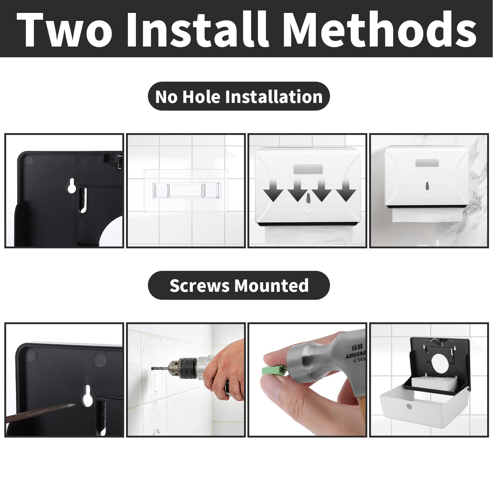Paquete de 2 dispensadores de toallas de papel, dispensador de toallas de mano montado en la pared, dispensador de toallas de mano de papel plegable en C/múltiple, dispensador de toallas de mano