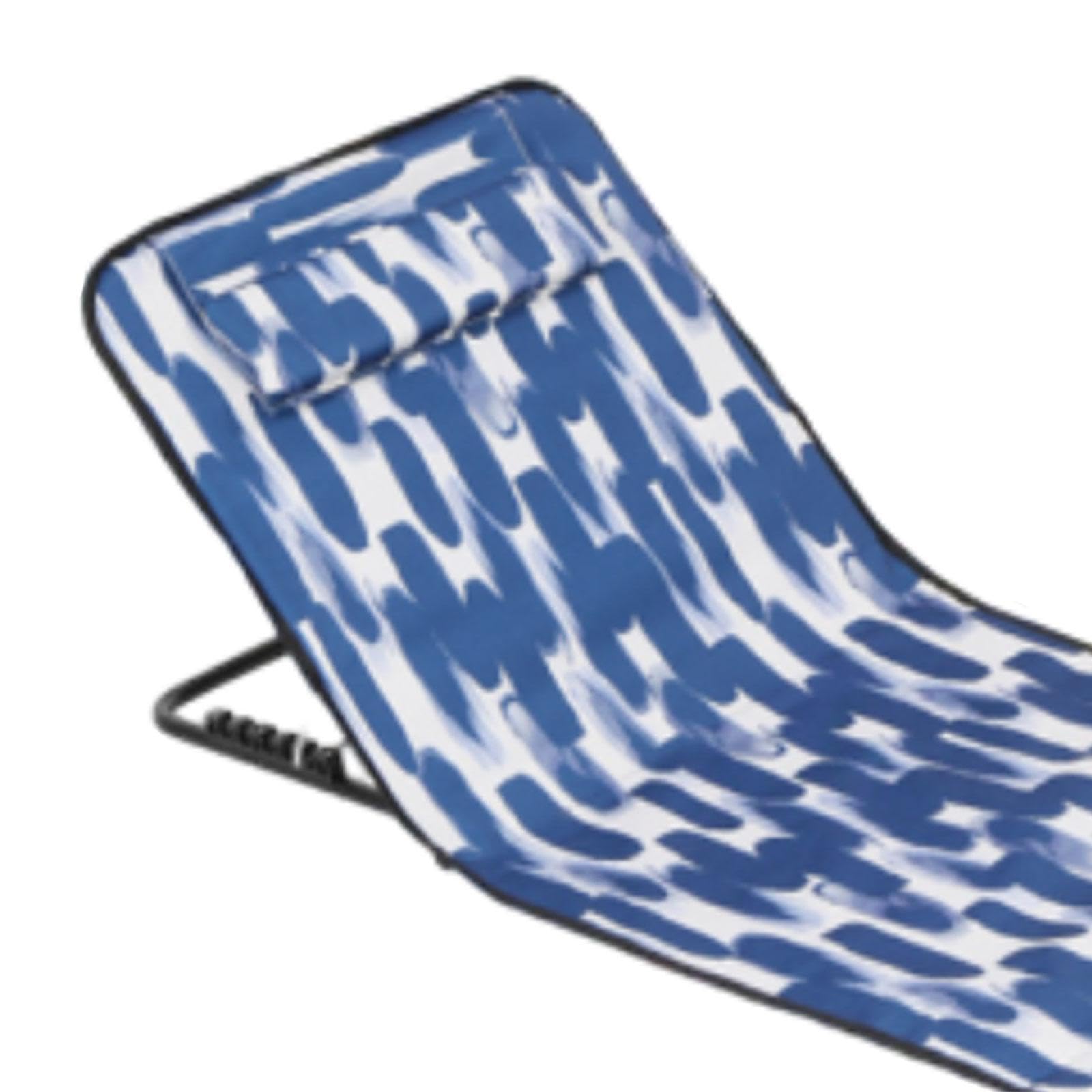 Silla de Playa Plegable con Respaldo, Tumbona de Playa, Tumbona Acolchada para Jardín, Césped, Deportivos Y Viajes, Azul y