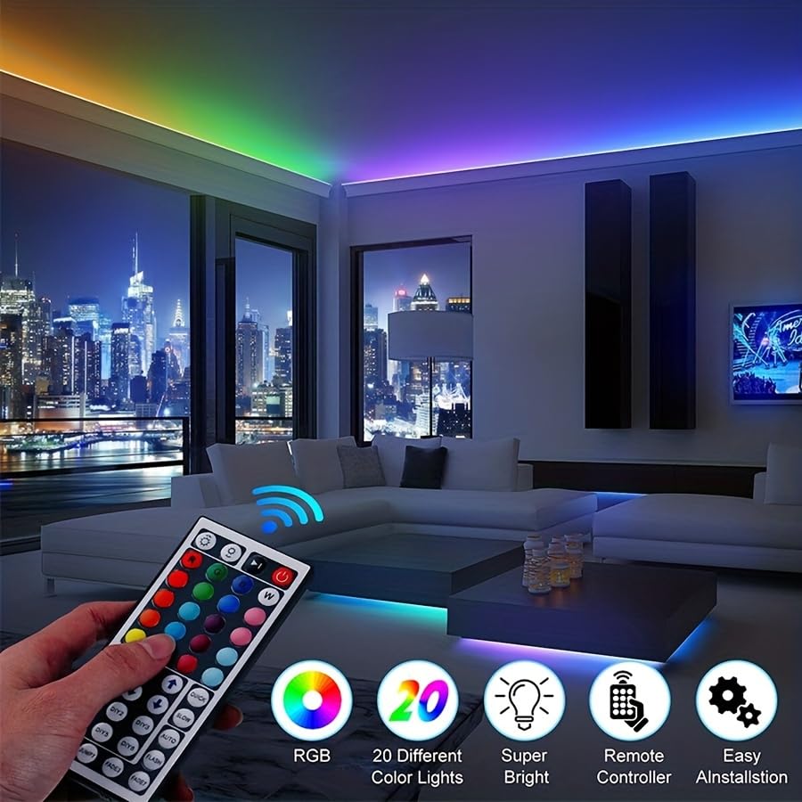 Tira LED RGB USB de 10 m con control remoto miniatura 4