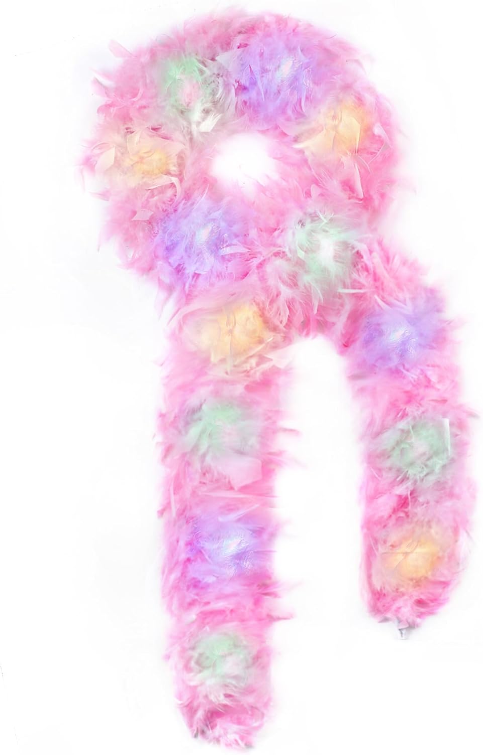 SOGUGOM Pink Light Up Boas - 65g 2 Yards LED Feather Boas for Party, Concert, Halloween, Christmas and Dancing Wedding(LED Boa - Pink)