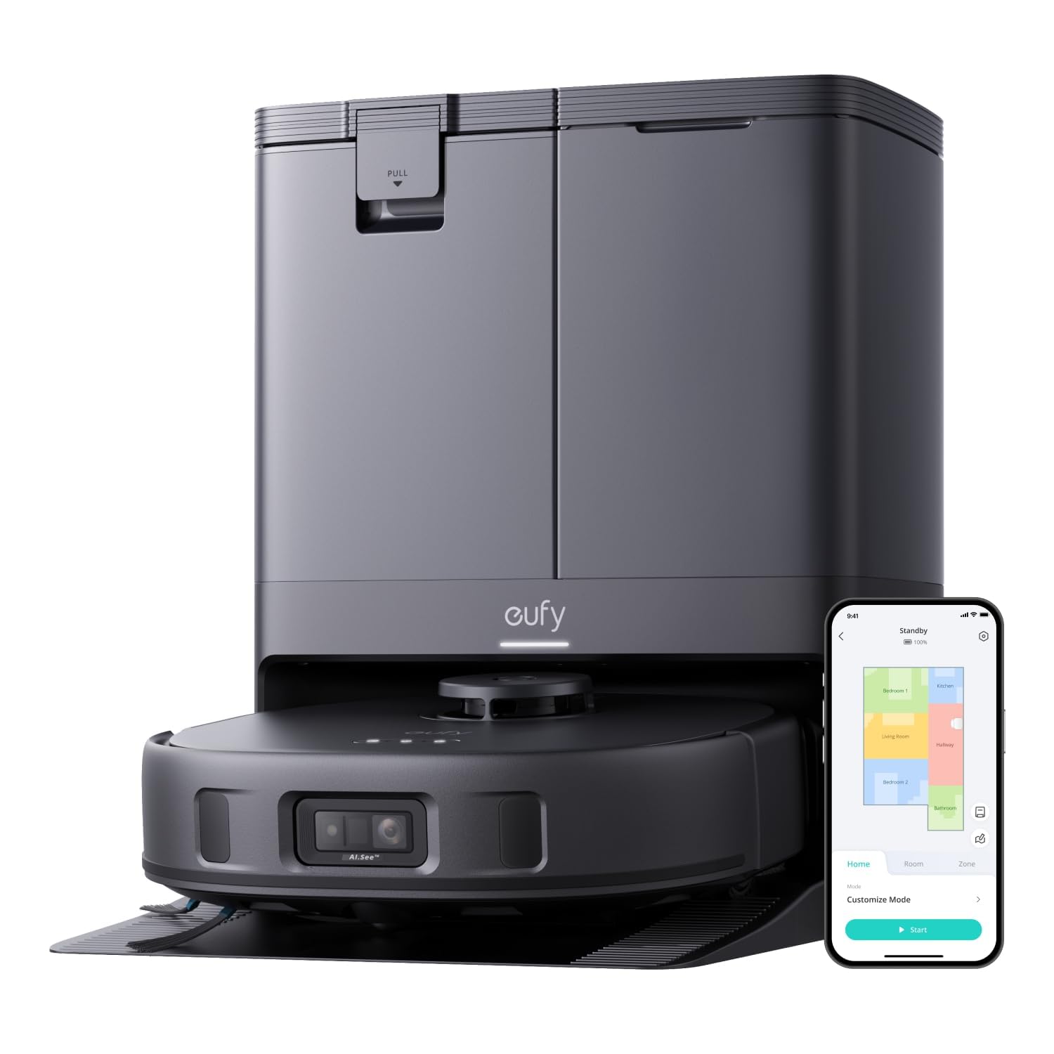Robot odkurzający Eufy X10 Pro Omni z systemem MopMaster 2.0 (8000 Pa), technologią inteligentnej nawigacji iPath, automatycznie opróżniającym się zbiornikiem na kurz o pojemności 2,5 l(odnowiona)
