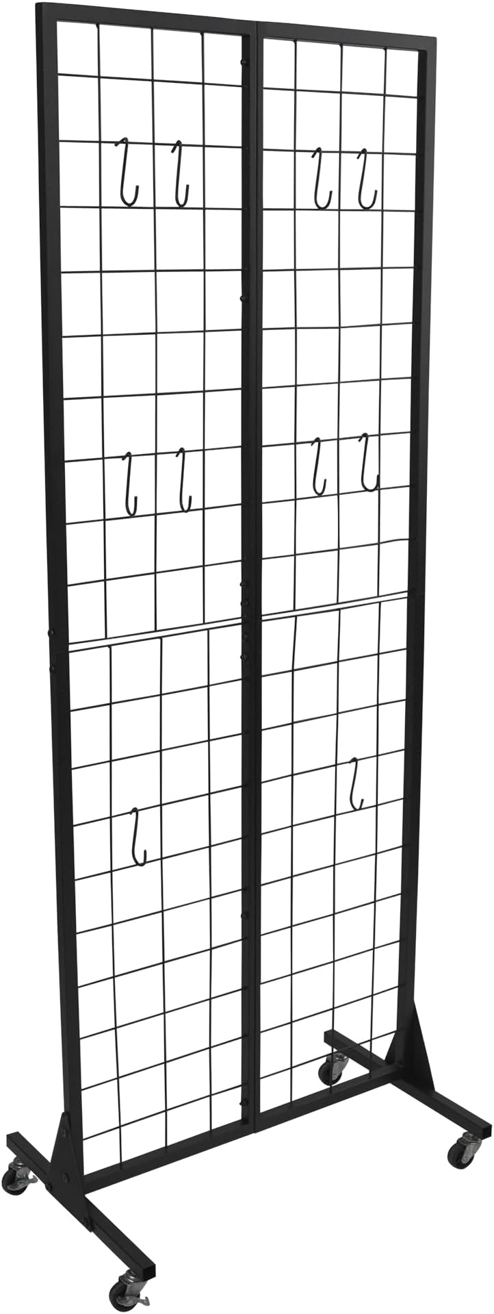 Pearington Gridwall Panel Display Stand, 2'x5.5' Heavy Duty Floor Standing Rack with Detachable Gridwall, Moveable Silent Wheel, Easy to Transport, Ideal for Retail & Craft Fairs