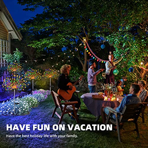 ODDIER 4 peças de luz solar de fogos de artifício, luzes decorativas de jardim solar ao ar livre, 12