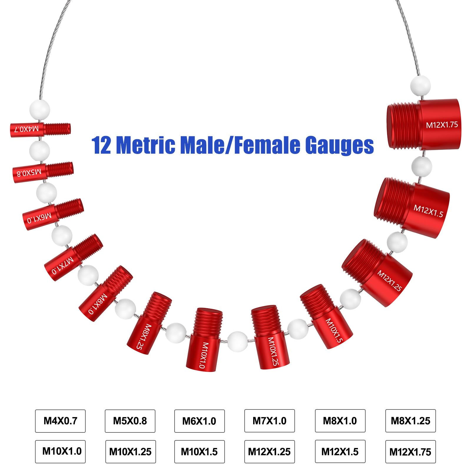 [Patent]CKE Upgraded Nut & Bolt Thread Checker (Inch & Metric) Detachable Wire Loop Design - 26 Male/Female Gauges - 14 Inch & 12 Metric Detachable Nut and Bolt Thread Size Checker Identifier Gauges