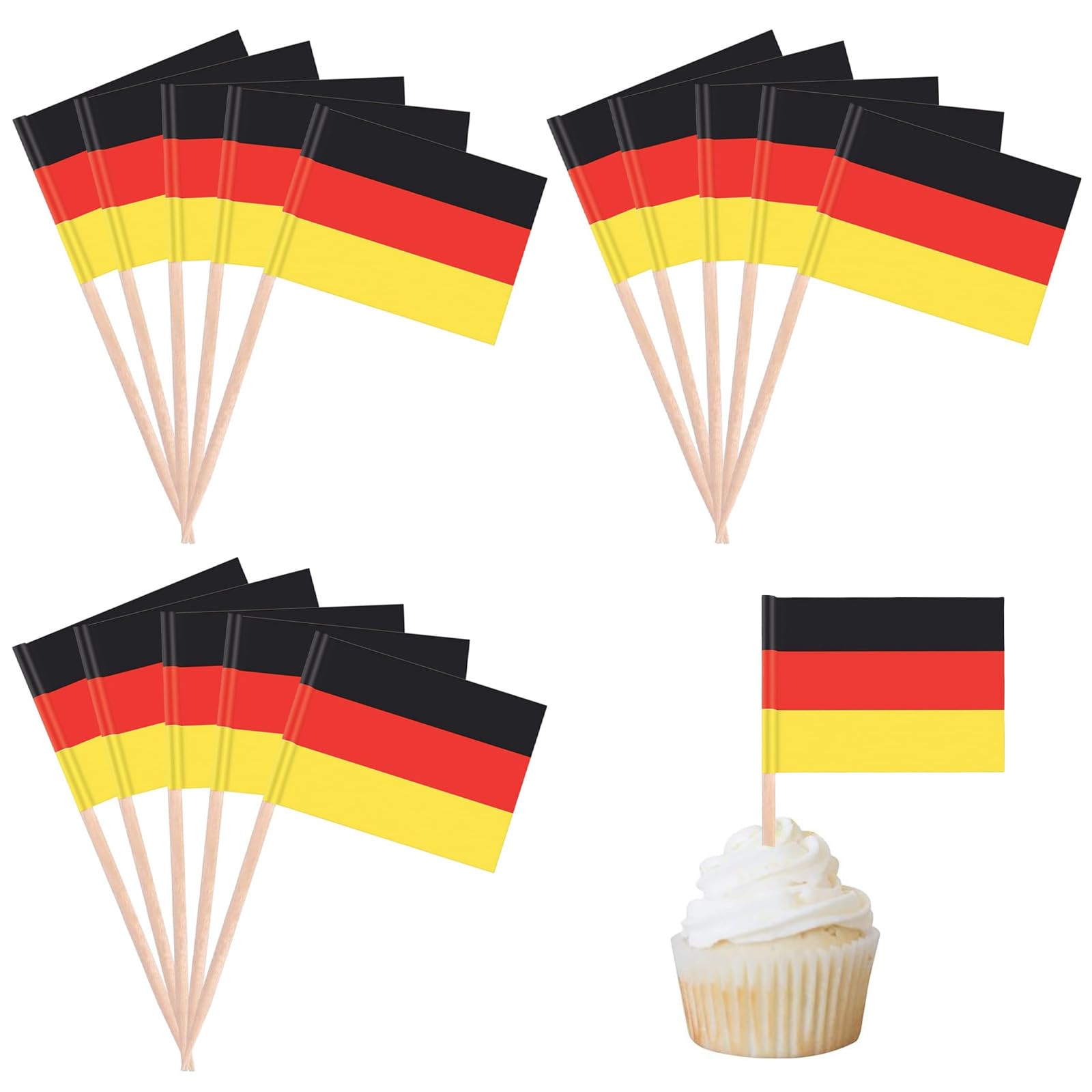 Déco Cocktail Drapeau Cure-dents Drapeau Allemand Lot De 100 - Décoration Cupcakes, Cocktails, événements Cure-dents Bois Drapeau