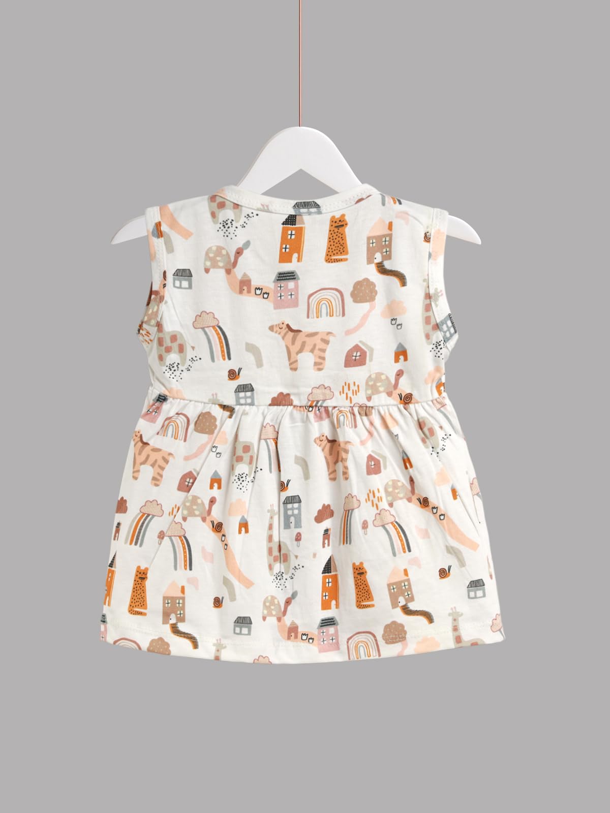 HELLCAT 100% Cotton Baby Frock Dress for Girls - Pack of 3, Soft & Trendy, Sleeveless (0-18M)_Green2/Yellow/Brown_0-6 Months 1