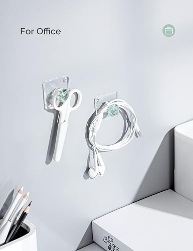 Miniatura 3 de Zreal Ganchos de pared adhesivos acrílicos de diamante, paquete de 12 ganchos decorativos pequeños para llaves, joyas, toallas, cocina y baño (verde