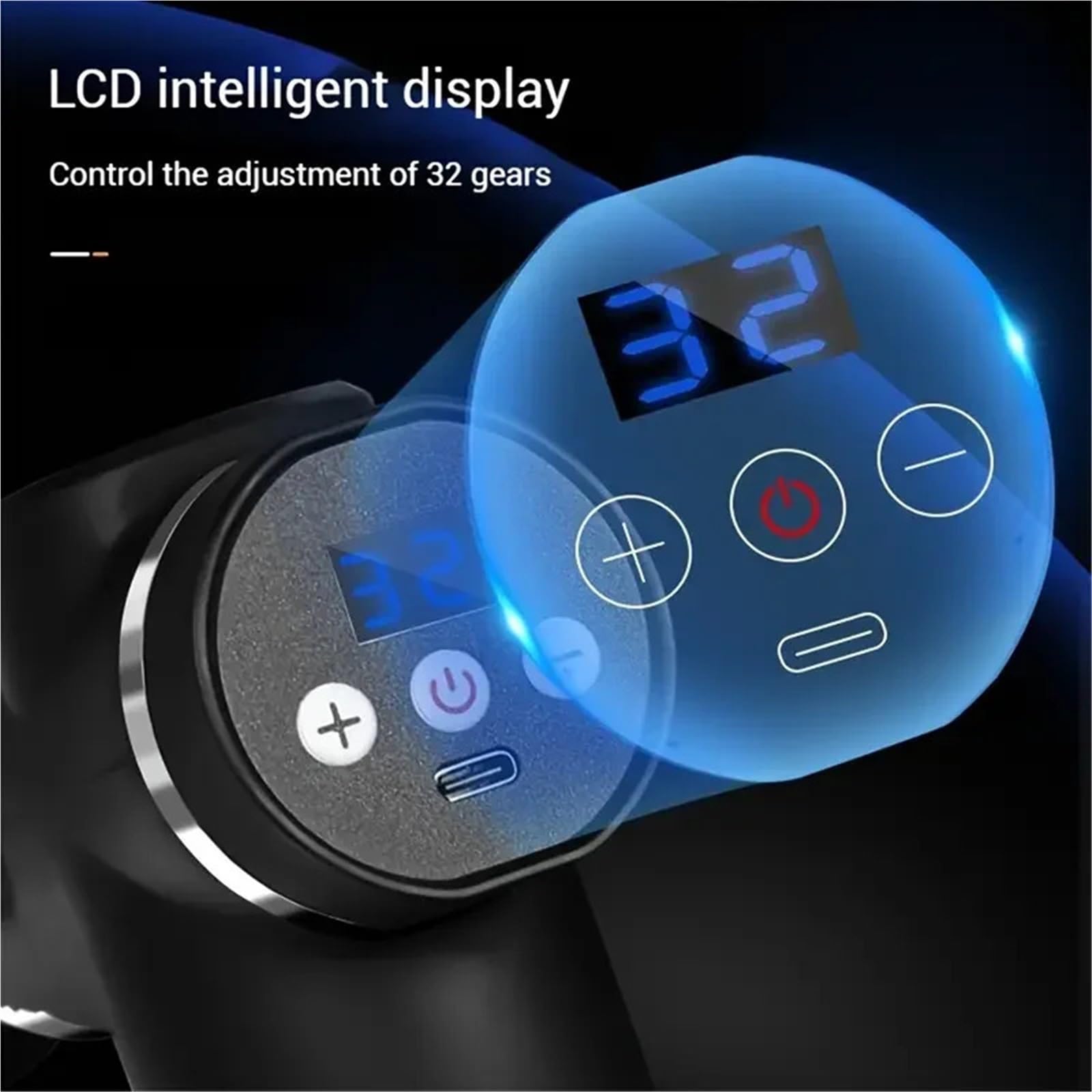 Pistola de masaje, Mini Pistola De Masaje, Máquina Fascia, Relajación Muscular, Varilla Vibratoria, Equipo Percusión, Agarre Para El Cuello para hombres/mujeres(LCD Intelligent)