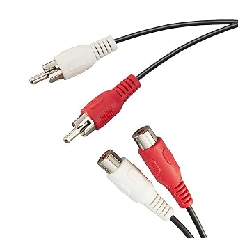 TENINYU 10 Feet AV Extension Cable RCA Stereo Audio Cable, 2RCA Male to 2RCA Female Audio Extension Cable Red/White Connectors 10FT