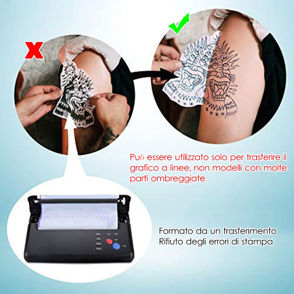 Stampante per stencil per trasferimento tatuaggi Macchina fotocopiatrice 220V Scansione effettiva Larghezza: 21 cm A4, Nero  66