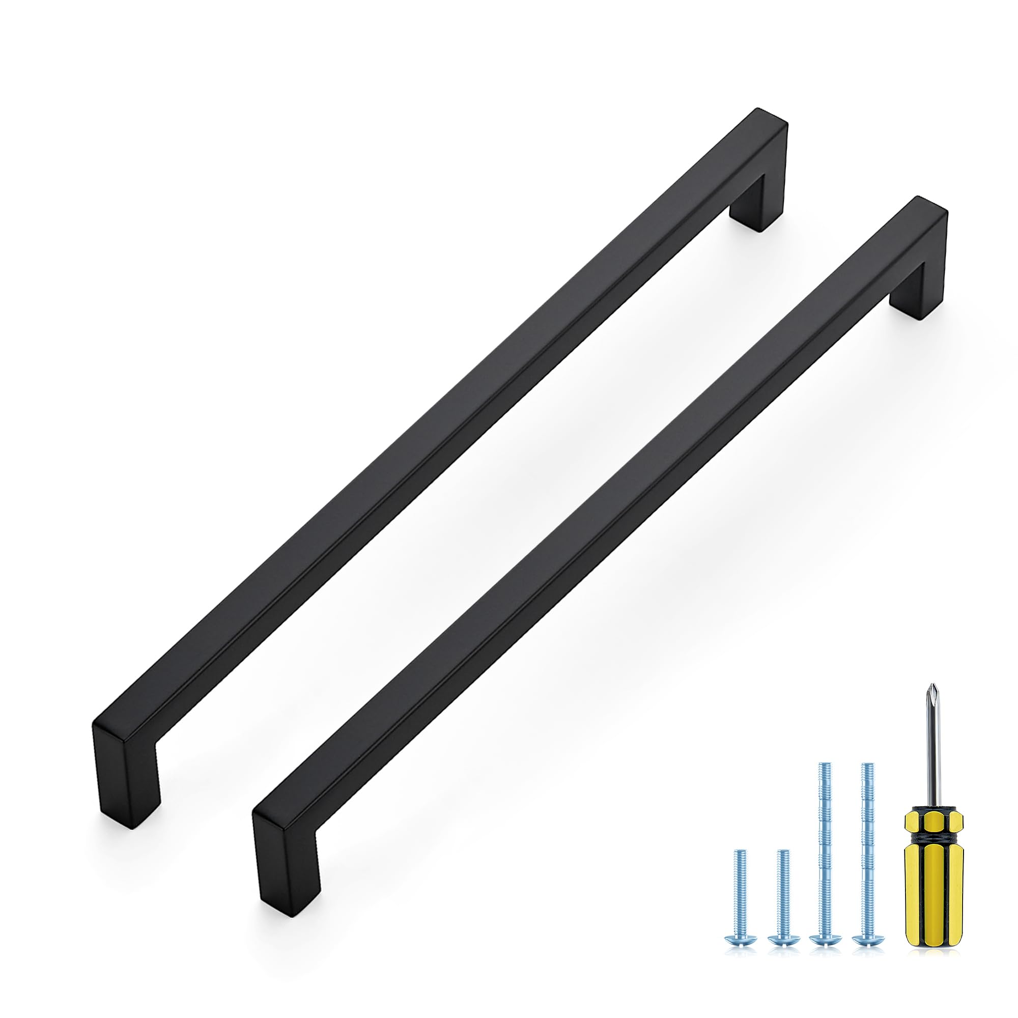 Ravinte Matte Black Square Pulls Cabinet Handles,11-5/16 Inch,5 Pack