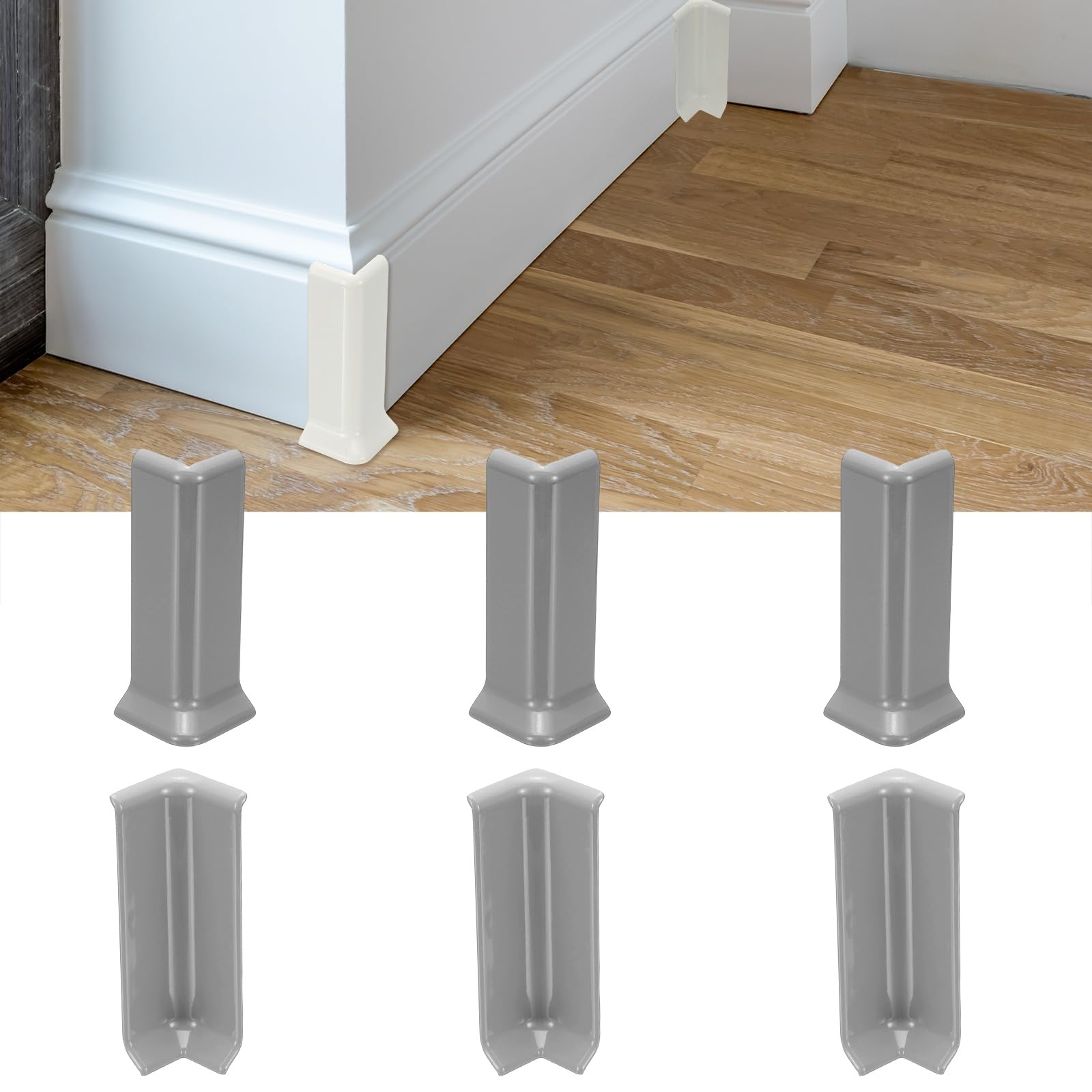 Blocs d'angle pour plinthe uxcell gris de 10,2 cm auto-adhésifs pour raccordement de meuble