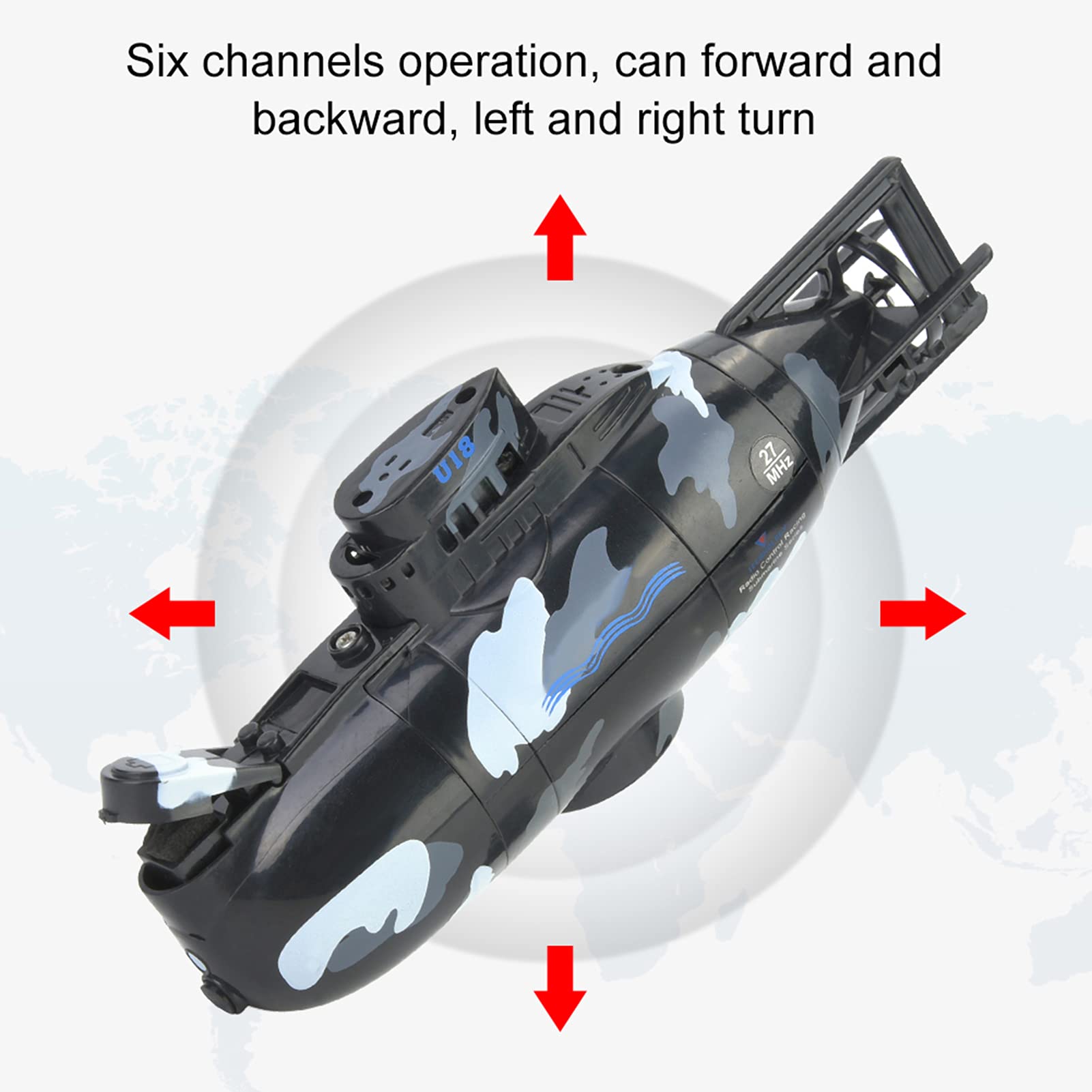 Mini Submarino RC Con Control Remoto - Barco Militar Eléctrico Recargable Para Piscina, Estanque O Bañera, Sumergible Con Luces LED Y Batería De Larga Duración (15 Cm)