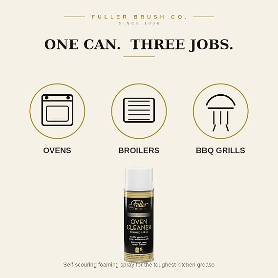 Fuller Brush Heavy Duty Oven Cleaner Spray - Fume Free, Self-Scouring Foam Cuts Baked-On Grease in 10 Min - No Harsh Smell, Minimal Scrubbing - Ovens, Broilers, Grills & Stainless Steel, 14 oz USA