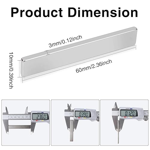 Miniatura 50 de Mikede - Imanes de tierras raras - Paquete de 10 potentes imanes de neodimio en barra negros con adhesivo doble cara, para garaje, cocina, ciencia