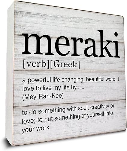 Arte griego Meraki Definición caja de madera signo de vida cita escritorio decorativo de madera decoración del hogar para escritorio mesa estante 5