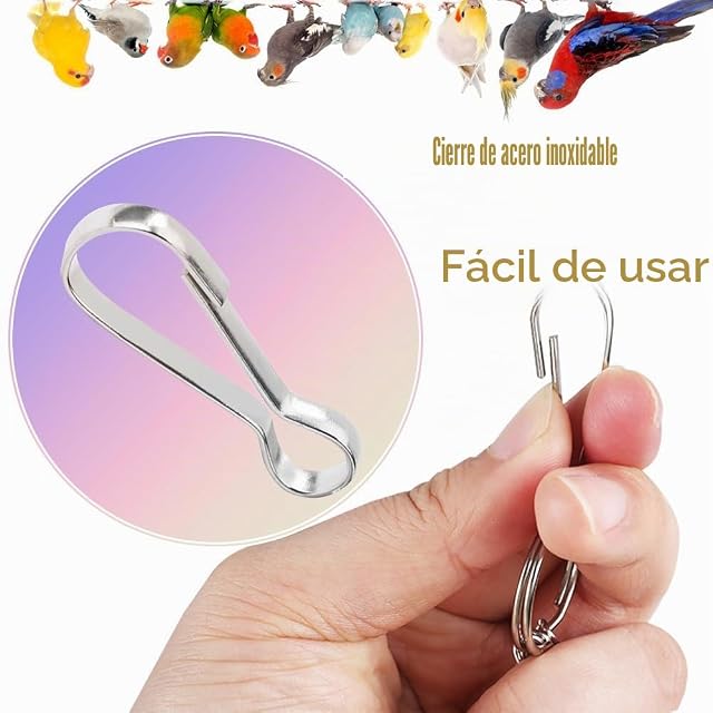 Foto 3 de 8 de DONGKER Juguetes para loro, 2 unidades, juguete de campanilla de pájaro, 19 cm de longitud