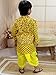 BownBee Pure Cotton Printed jacket with Dhoti Kurta for Boys (yellow, 3 Months-6 Months)