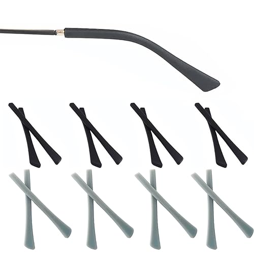 Eyeglass Replacement Temples,Silicone Glasses End Tips Ear Sock Pieces Sleeve for Thin Metal Glasses Legs,8 Pairs